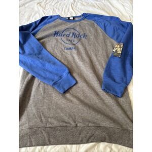 NWT Hard Rock Cafe Tampa Long Sleeve Crew Men's XXL Gray And Blue Sweatshirt